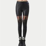 Dames gothic legging leer look (sexy latex broek zwart pvc), Nieuw, Zwart, Verzenden