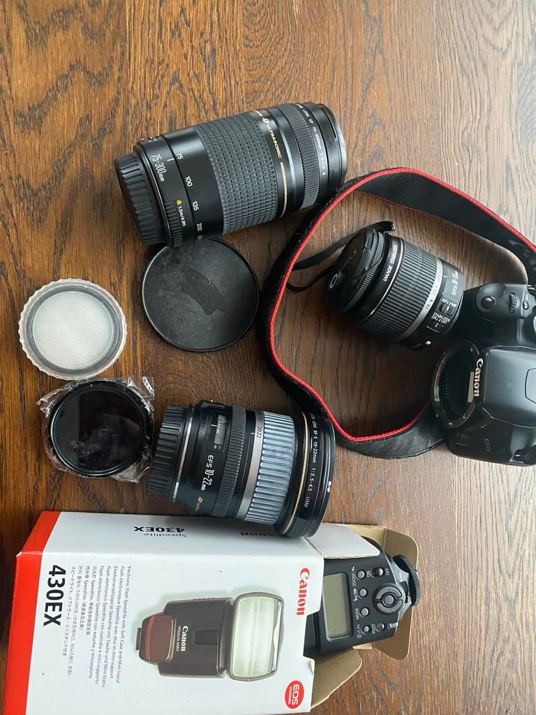 Canon EOS 450D + 3 lenzen + Speedlite 430EX - Complete Set, Ophalen, Gebruikt, Spiegelreflex, Canon