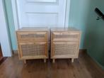 Nachtkastjes, 2 stuks. Grenenhout, rattan., Ophalen, Minder dan 45 cm, Zo goed als nieuw, Minder dan 55 cm