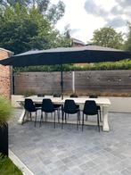 Tuintafel staal 3 meter met parasol, Tuin en Terras, Tuintafels, Ophalen, Zo goed als nieuw, Rechthoekig, Metaal