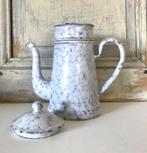 Blauw wit gewolkte cafetière met opzetstuk, zeef en deksel, Ophalen of Verzenden