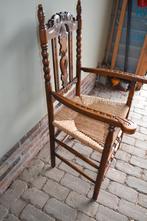 Prachtige antieke eiken stoel, fauteuil met biezen zitting, Antiek en Kunst, Verzenden