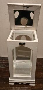 Witte Houten Lantaarn, Huis en Inrichting, 25 tot 50 cm, Wit, Ophalen of Verzenden, Zo goed als nieuw