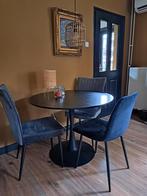 Zwarte ronde Jysk eettafel met 3 stoelen, Ophalen, 50 tot 100 cm, Rond, 50 tot 100 cm