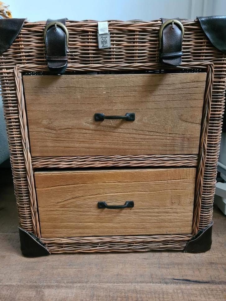 Riviera Maison laden bijzet kastje riet, Huis en Inrichting, Kasten | Dressoirs, Zo goed als nieuw, 50 tot 100 cm, 25 tot 50 cm