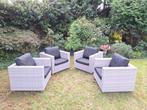 4 tuinstoelen met kussens, 4 x tuinstoel, Ophalen, Gebruikt, Wicker