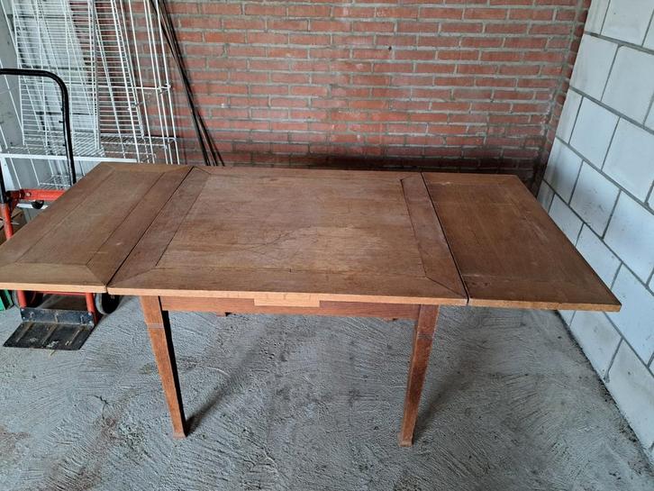 Vintage uitschuifbare tafel, Huis en Inrichting, Tafels | Eettafels, Gebruikt, Vier personen, Rechthoekig, Overige houtsoorten