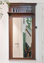 Antieke facet geslepen grote Spiegel in houten lijst, Ophalen, Rechthoekig, 50 tot 100 cm, 150 tot 200 cm