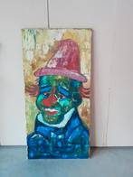 .    Schilderij doek clown 80 x 40 vintage retro jaren 60, Ophalen of Verzenden