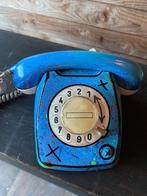 Vintage blauwe telefoon met draaischijf, Ophalen of Verzenden, Gebruikt, Met draaischijf