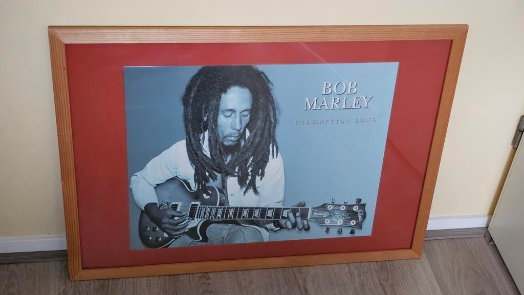 Ingelijste poster Bob Marley "Redemption Song", Ophalen, Hout, 50 tot 75 cm
