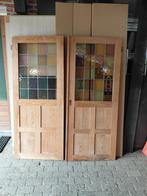 Twee grenen houten deuren, Ophalen, Glas, Binnendeur, 200 tot 215 cm