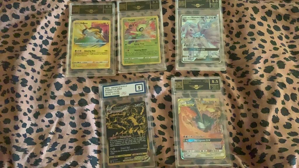 Pokemon 5x beoordeelde kaarten ., Ophalen, Nieuw, Meerdere kaarten