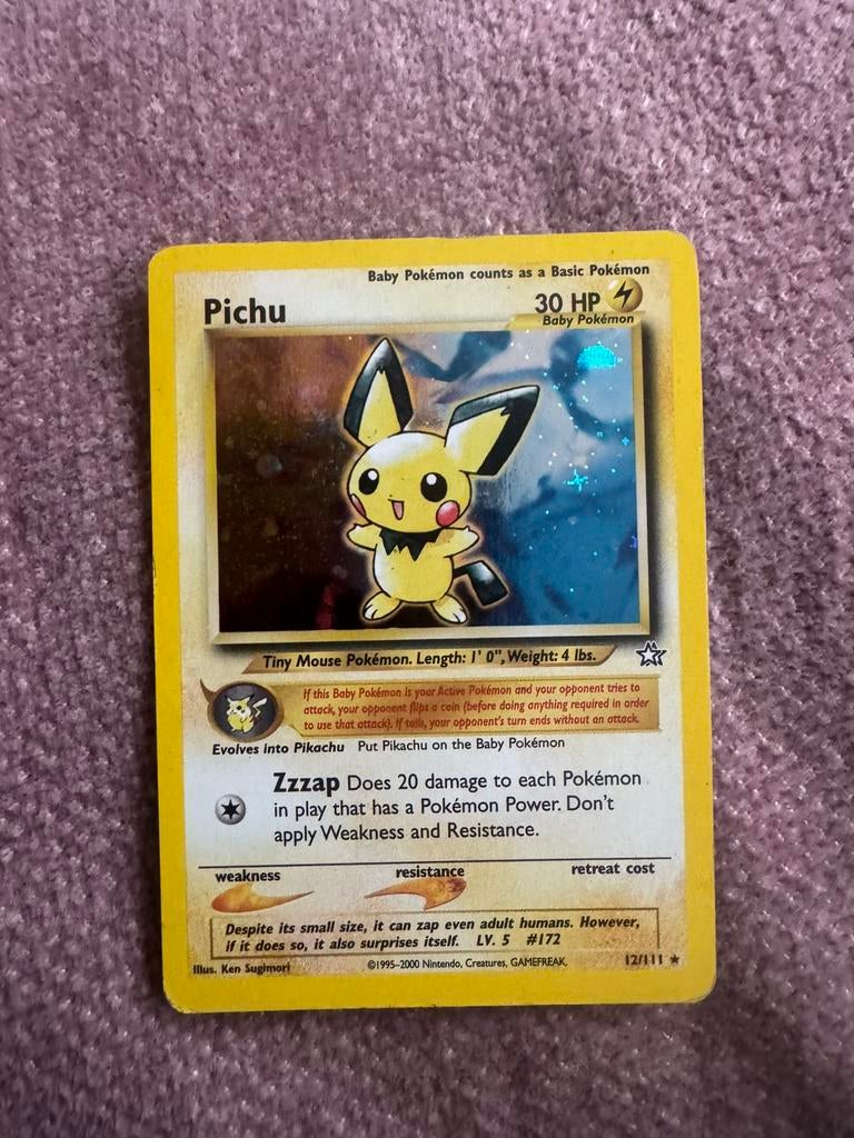Pichu 12/111 Neo Genesis pokemon kaart, Ophalen of Verzenden, Zo goed als nieuw