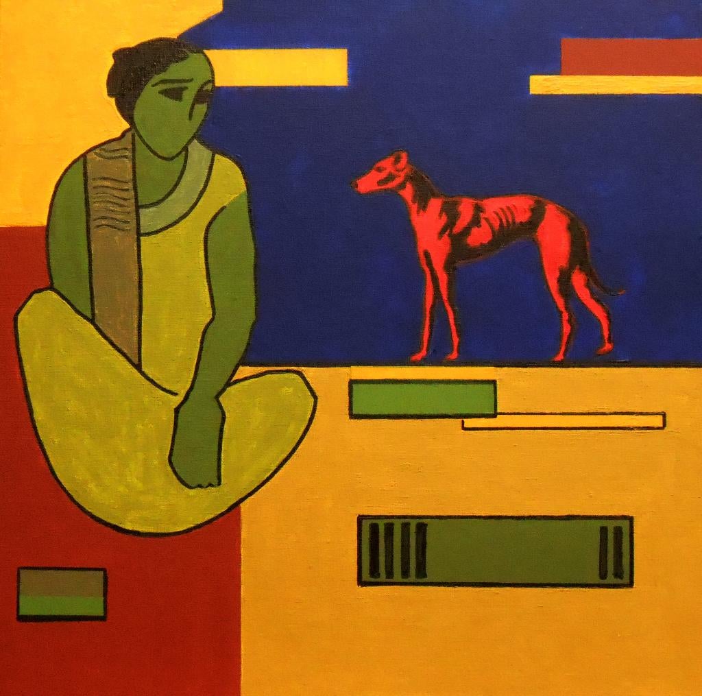 "Rode Hond"  Schilderij, Verzenden