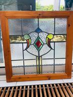 Glas in lood raam in houten frame 2x, Ophalen