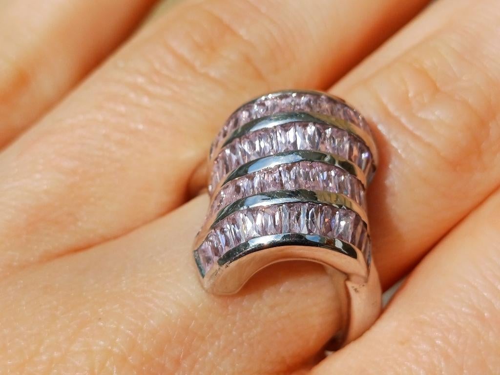 Vanoli 925 zilveren design ring met roze topaas maat 18,25, Daiva1973@hotmail.com, 18 tot 19, Vanoli, Amsterdam