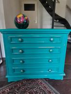 Leuk ladenkastje, turquoise met een tintje goud, Ophalen, 50 tot 100 cm, Zo goed als nieuw, 3 of 4 laden