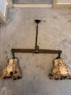 Rustieke kroonluchter / hanglamp, Ophalen, Zo goed als nieuw, Hout, 50 tot 75 cm