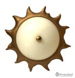Vintage plafondlamp / plafonnière zon - lamp kap glas, Huis en Inrichting, Lampen | Plafondlampen, Ophalen of Verzenden, Gebruikt