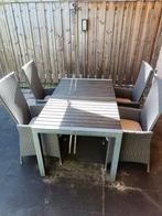 Tuinset tafel met 4 stoelen en kussentjes, Ophalen, 4 zitplaatsen, Gebruikt, Eettafel