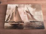 2x print zeilboot op doek, Verzamelen, Scheepvaart, Ophalen, Kaart, Foto of Prent
