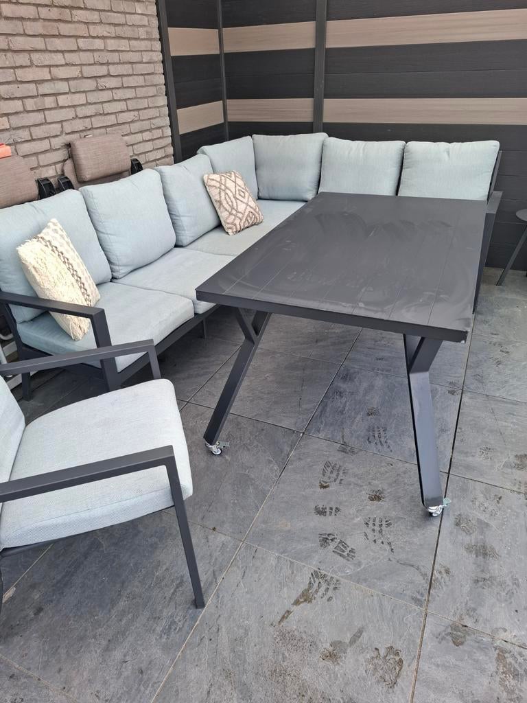 Loungeset lichtplauw, Tuin en Terras, Tuinsets en Loungesets, Ophalen, Aluminium