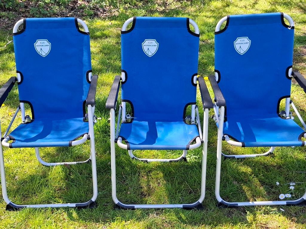 3 blauwe campingstoelen kind van Bocamp hypercamp, Caravans en Kamperen, Kampeermeubelen, Ophalen, Gebruikt, Campingstoel