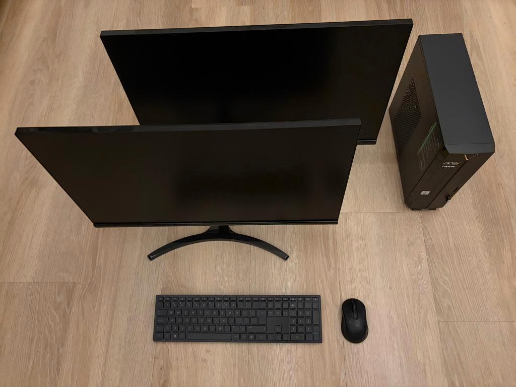 Acer Aspire XC-895 desktop computer + 2 schermen – compleet, Computers en Software, 8 GB, Zo goed als nieuw, SSD, 1024 GB
