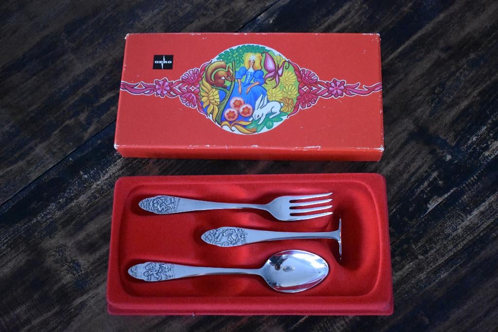 Gero Zilvium 90 Hans en Grietje bestek in originele cassette, Ophalen of Verzenden, Zo goed als nieuw, Kraamcadeau