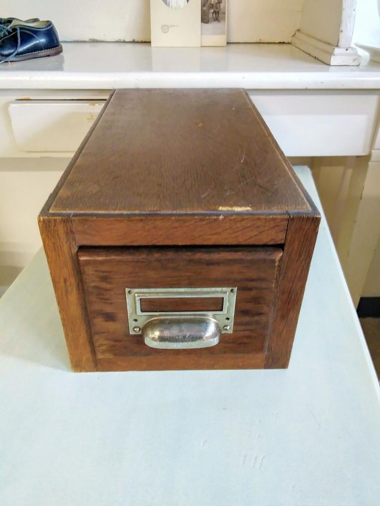 Oude houten kaartenbak, Antiek en Kunst, Ophalen of Verzenden