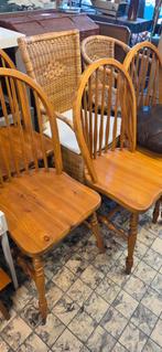 Set van 4 houten eetkamerstoelen - Klassiek design, Ophalen, Gebruikt, Bruin, Vier