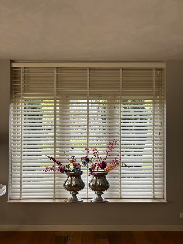 Witte houten jaloezieën Veneta met band meerdere afmetingen!, Huis en Inrichting, Ophalen, Gebruikt, Wit, 200 cm of meer