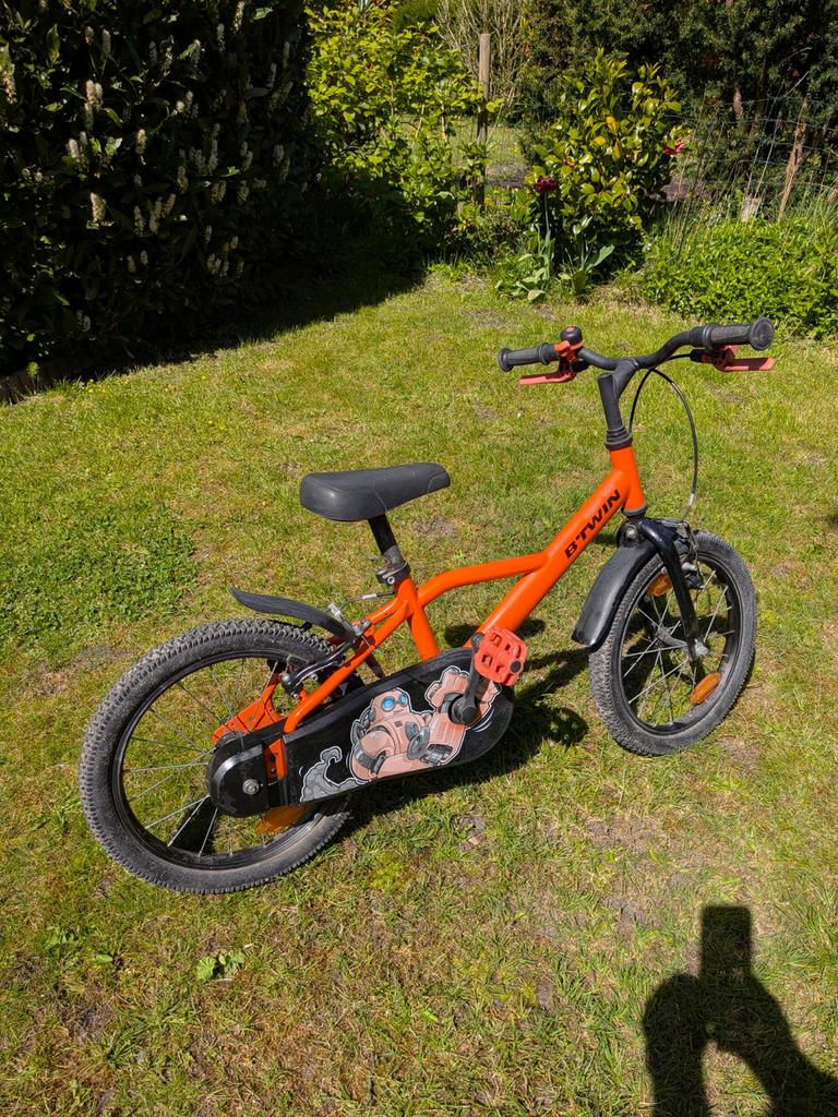 B'TWIN 500 Robot 16 inch kinderfiets 4-6 jaar, Fietsen en Brommers, Fietsen | Kinderfietsjes, Ophalen, Gebruikt, Velgrem, 16 tot 20 inch