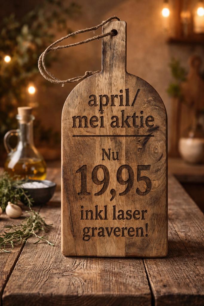 Luxe borrelplank met gravure; nu extra voordelig!, Ophalen of Verzenden, Nieuw, Hout