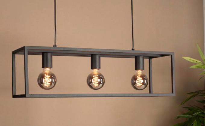 Eglo hanglamp. Zwart Industrieel design incl 3 lampen, Huis en Inrichting, Lampen | Hanglampen, Ophalen of Verzenden, Zo goed als nieuw