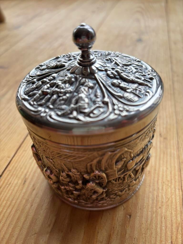 Vintage verzilverde theebus van DE (Douwe Egberts), Antiek en Kunst, Antiek | Goud en Zilver, Ophalen of Verzenden, Zilver