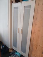 Witte kledingkast met glazen deuren, Met deur(en), 100 tot 150 cm, Ophalen of Verzenden, Zo goed als nieuw