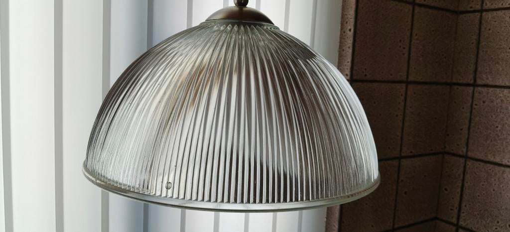 2 x Harco Loor Prisma hanglamp GLAS jaren 80 vintage design, Gebruikt, Vintage, modern, Ophalen of Verzenden, Glas