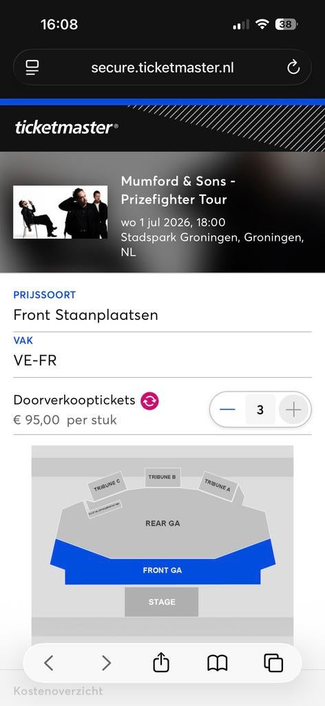 Tickets mumford & sons - prizefighter tour groningen, Drie personen of meer, Juli