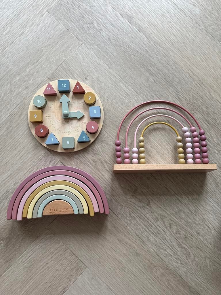 Little Dutch speelgoed: klok, regenboog en telraam, Kinderen en Baby's, Speelgoed | Educatief en Creatief, Gebruikt, Rekenen, Ophalen