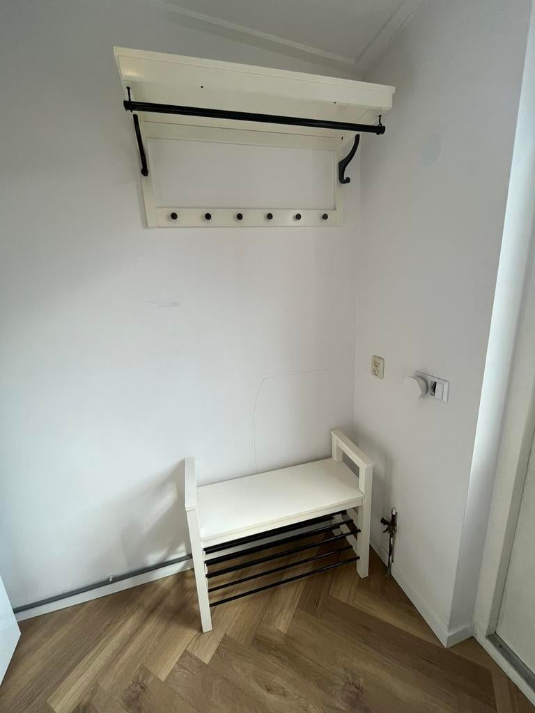 Schoenenrek/bank, kapstok en spiegel hemnes ikea, Gebruikt, Minder dan 100 cm, Hout, Ophalen