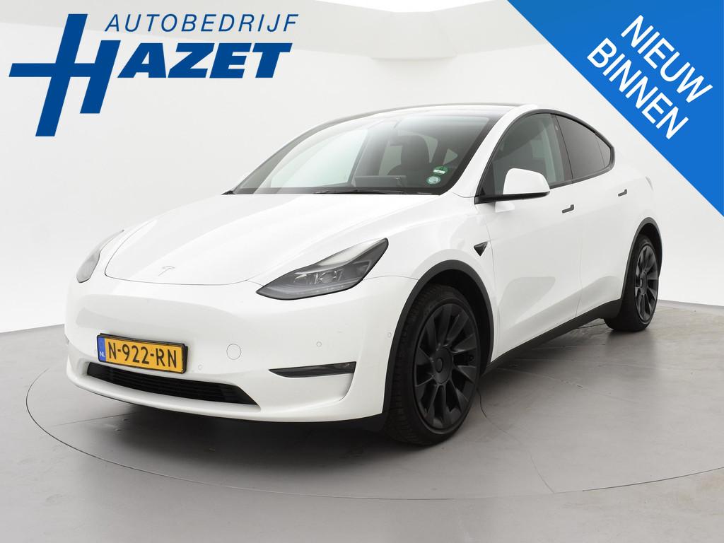 Tesla Model Y LONG RANGE AWD 75 KWH 351 PK + ENHANCED AUTOPI, Auto's, Tesla, Stof, Gebruikt, 495 min, Wit