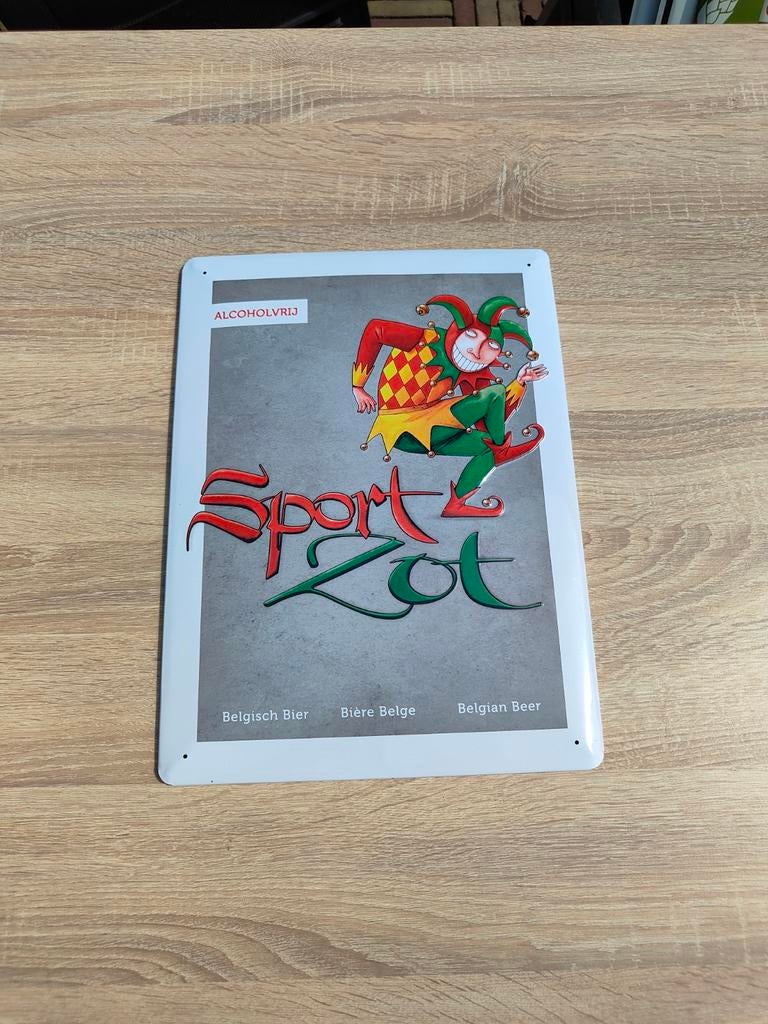 Sport Zot Belgisch Bier Reclamebord - Alcoholvrij, Ophalen of Verzenden, Zo goed als nieuw, Reclamebord