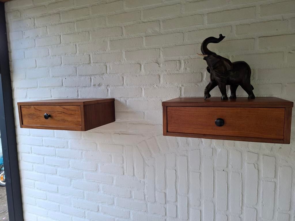 Vintage retro kastjes nachtkastjes wandkastjes teak jaren 60, Gebruikt, Minder dan 45 cm, Ophalen of Verzenden, Minder dan 55 cm