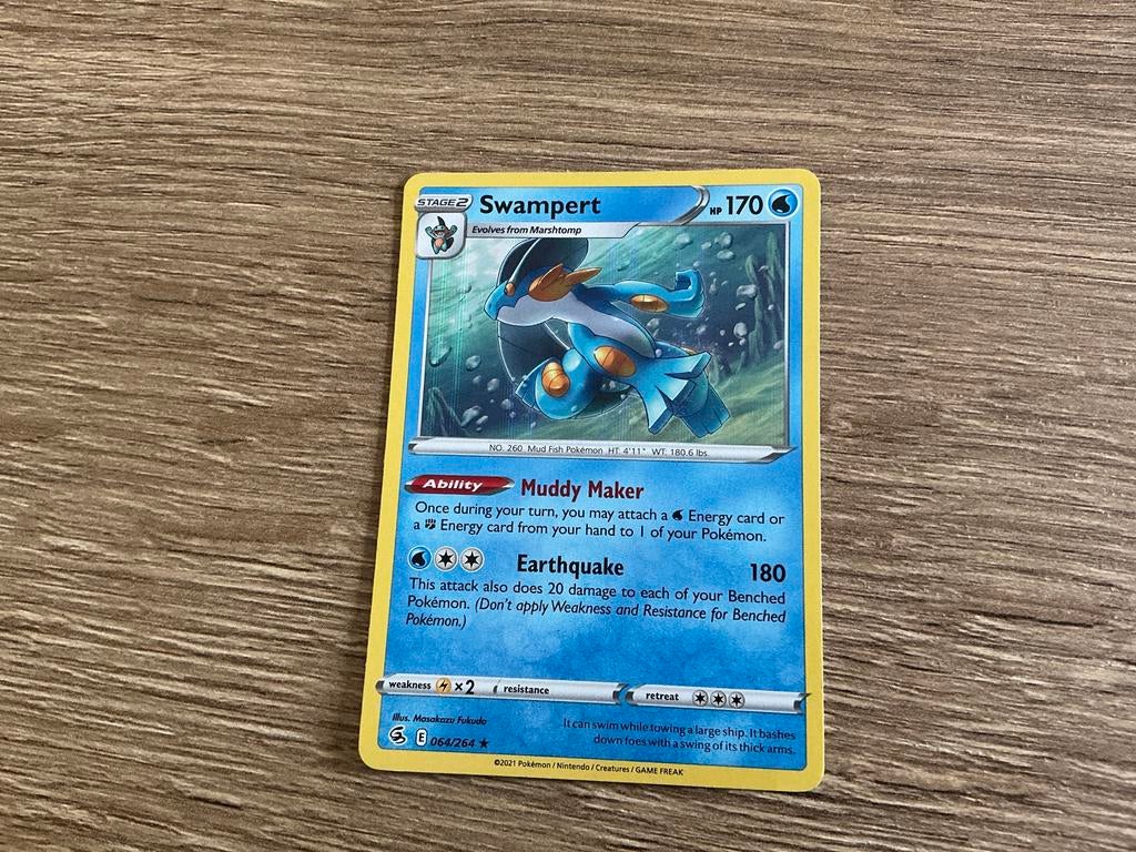 Pokémon Kaart Swampert 064/264 - Fusion Strike, Ophalen, Zo goed als nieuw, Losse kaart
