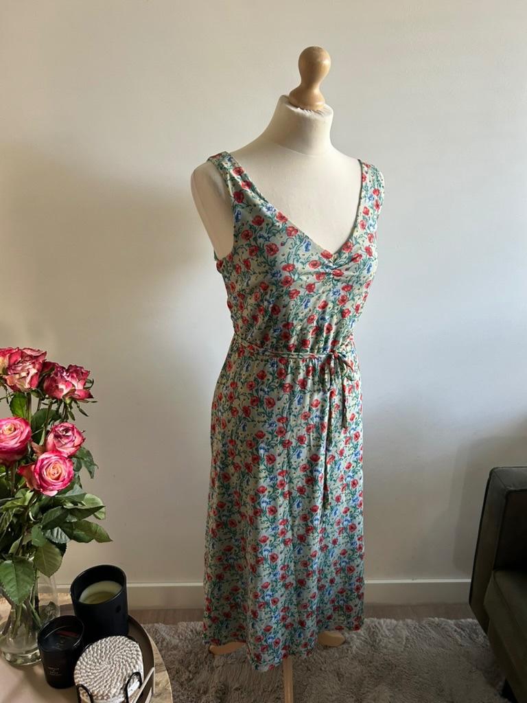 King Louie maat L turquoise Anna jurk 3225, Blauw, Maat 42/44 (L), Ophalen of Verzenden, Knielengte