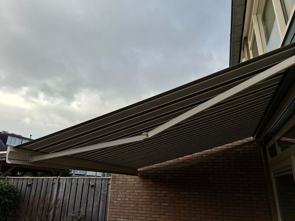 Zonnescherm - 3,5m breed x 3,5m diep, Tuin en Terras, Zonneschermen, Ophalen, Gebruikt, 250 cm tot 450 cm, Knikarmscherm