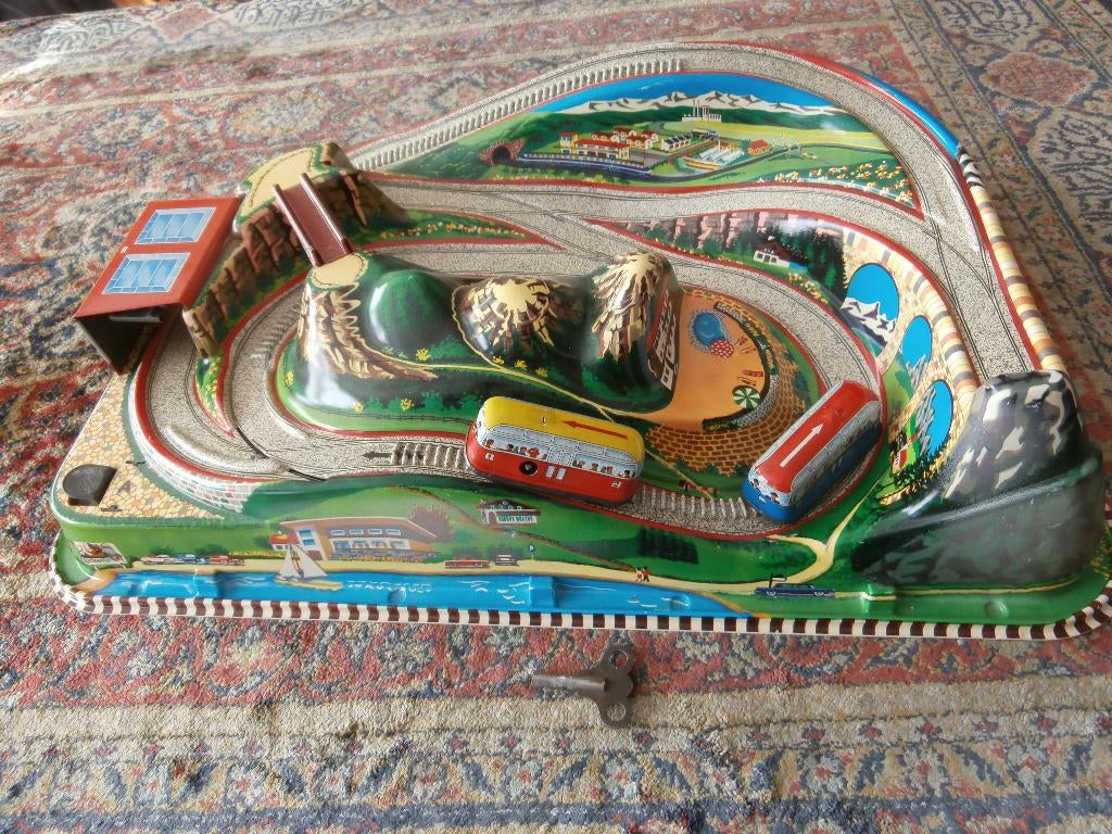 Technofix blik met kunststof baan met 2 busjes, Ophalen of Verzenden