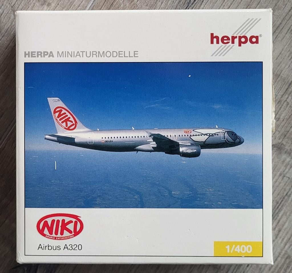 Vliegtuigmodel Herpa Airbus A320 Niki scale 1:400 compleet, Ophalen of Verzenden, Nieuw, Schaalmodel